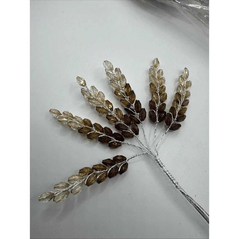 72 Mini Acrylic Flower Spray Wheat Craft Embellishment Centerpiece Wedding Brown